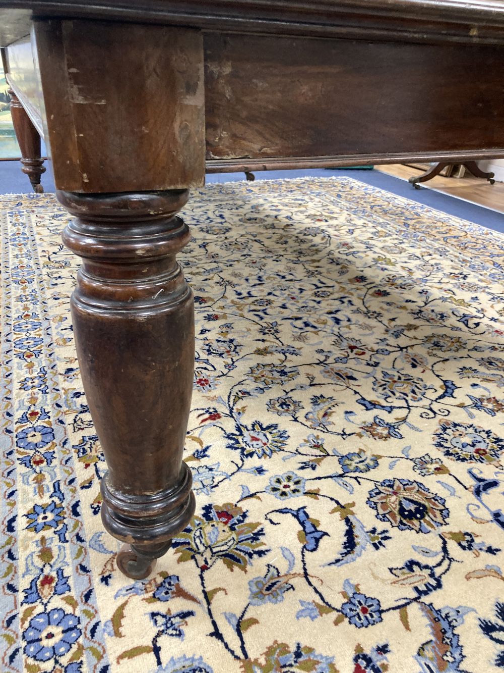 A Victorian mahogany boardroom / reading table, length 306cm, depth 52cm, height 77cm